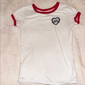 Juniors White and Red T-Shirt Camp short sleeve shirt